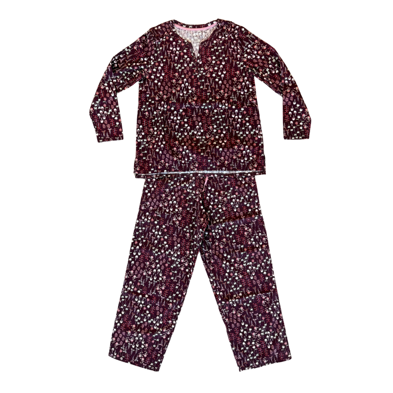 Cuddl Duds Women’s Ditsy Floral Pajama Set – Soft Knit Long Sleeve Top & Pants